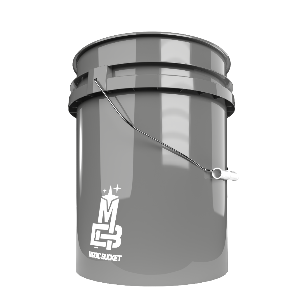 MAGIC BUCKET Autohandwasbundel, wasemmer met bijpassende immerdeksel, ca. 20 liter, met Grit Guard emmerinzetstuk vuilzeef, wasset, grijs/zwart